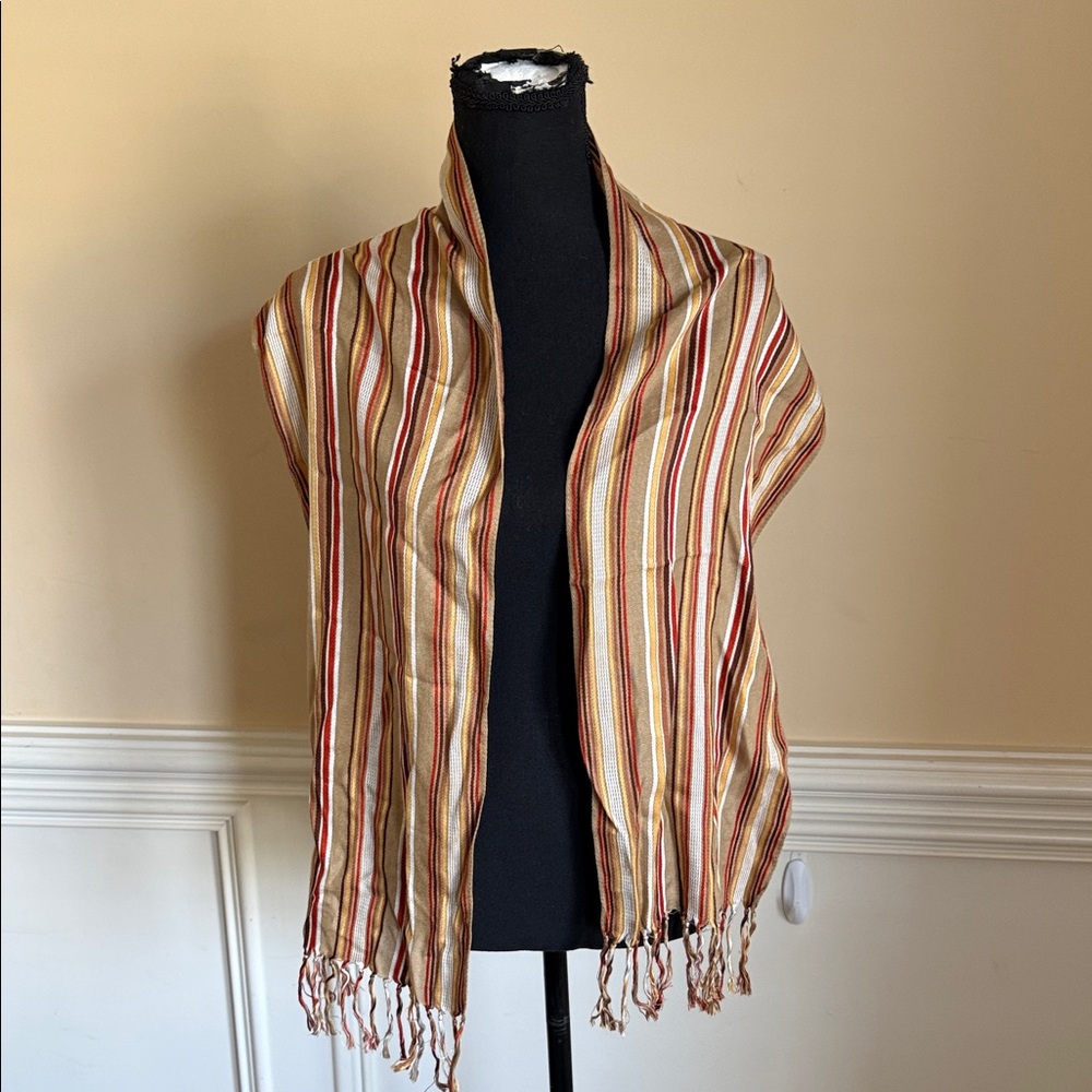 Vintage Echo Signature Striped Oblong Scarf - Earth Tones